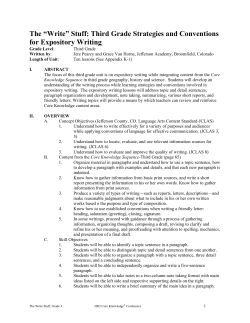 The &ldquo;Write&rdquo; Stuff: Third Grade Strategies and Conventions for