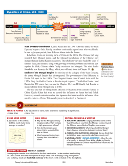 Yuan Dynasty Overthrown Kublai Khan died in 1294. After his death