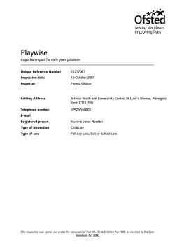 Playwise - Ofsted Reports