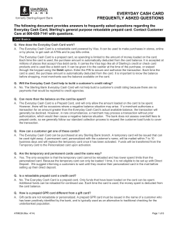 EVERYDAY CASH CARD FREQUENTLY ASKED QUESTIONS