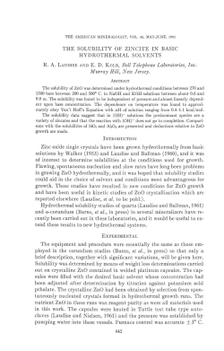 THE SOLUBILITY OF ZINCITE IN BASIC HYDROTHERMAL