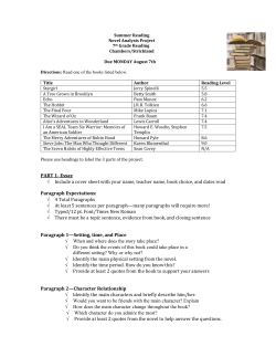 7th Grade Summer Reading