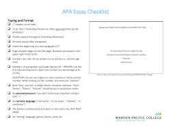 APA Checklist - Warner Pacific College