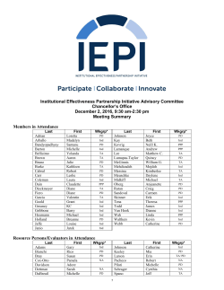 Meeting Summary - Institutional Effectiveness Partnership Initiative