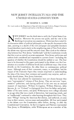 NEW JERSEY INTELLECTUALS AND THE UNITED STATES