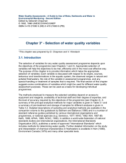 Chapter 3* - Selection of water quality variables