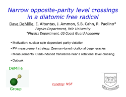 Narrow opposite-parity level crossings in a diatomic free radical