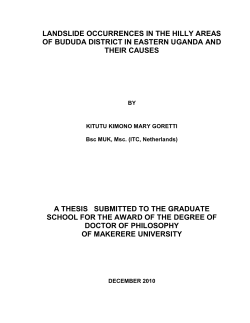 landslide occurrences in the hilly areas of bududa
