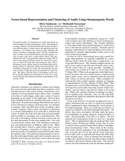 Vector-based Representation and Clustering of Audio Using