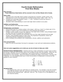 Fourth Grade Mathematics First Nine Weeks