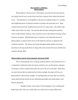 Cory Redding The Chemistry of Biology: Photosynthesis