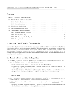 Contents 2 Discrete Logarithms in Cryptography