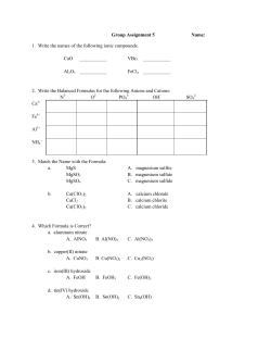 Group Assignment 5 Name: 1. Write the names of the following ionic