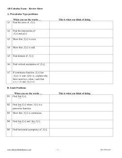 AB Calculus Exam &ndash; Review Sheet