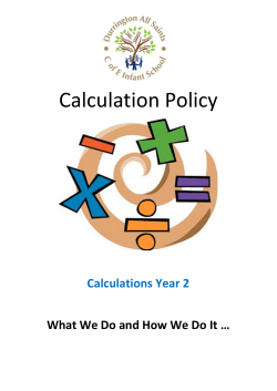 calculation guidance for parents - Durrington All Saints C of E Infant