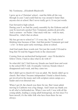 My Testimony...(Elizabeth Blackwell)