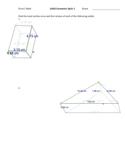 Form I Math Solid Geometry Quiz 1 Name