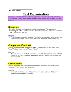 Text Organization - Twinsburg City Schools