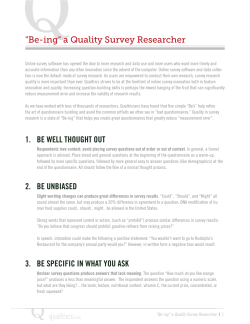 "Be-ing" a Quality Survey Researcher