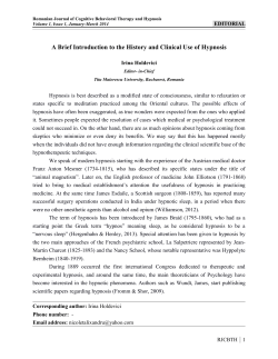 A Brief Introduction to the History and Clinical Use of Hypnosis