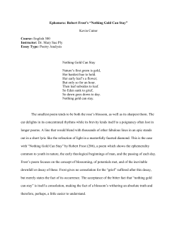 Ephemera: Robert Frost`s &ldquo;Nothing Gold Can Stay&rdquo;