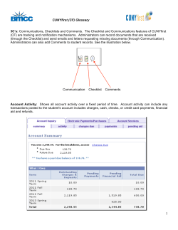 CUNYfirst (CF) Glossary 3C`s: Communications, Checklists and