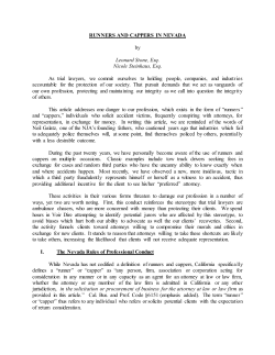 RUNNERS AND CAPPERS IN NEVADA by Leonard Stone, Esq