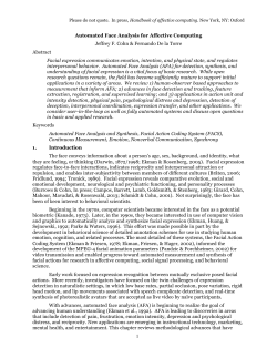 1 Automated Face Analysis for Affective Computing Jeffrey F. Cohn