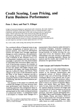 Credit Scoring, Loan Pricing, and Farm Business