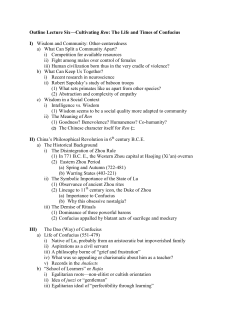 Outline Lecture Six&mdash;Cultivating Ren: The Life and Times of