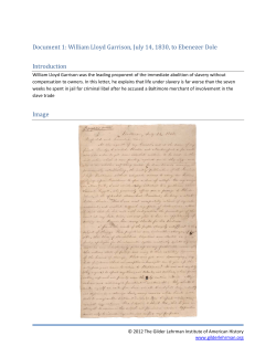 Document 1: William Lloyd Garrison, July 14, 1830, to Ebenezer
