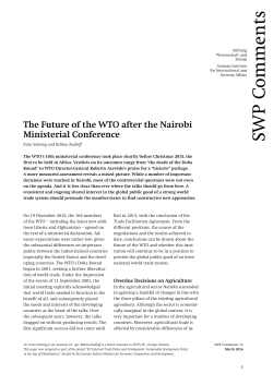 The Future of the WTO after the Nairobi Ministerial Conference