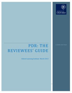 pdr: the reviewees` guide - Oxford Learning Institute
