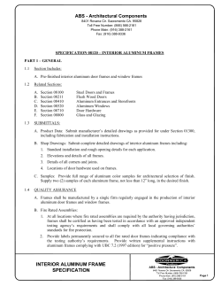 INTERIOR ALUMINUM FRAME SPECIFICATION