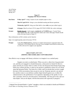 ENGL 273G Paper 2 Spring 2017 - English 273G