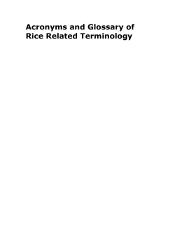 Acronyms and Glossary of Rice Terminology