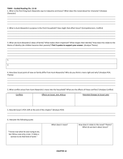 TKAM &ndash; Guided Reading Chs. 13-16 1. What is the first thing Aunt