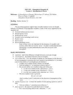 ESCI 343 Lesson 4 Introduction to Waves