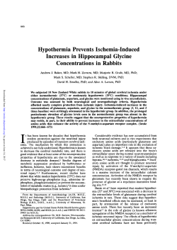 Hypothermia Prevents Ischemia-Induced Increases in Hippocampal