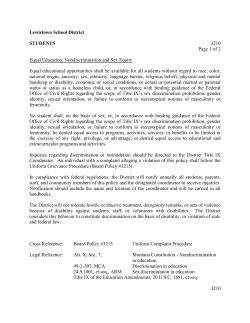 3210 Equal Education, Nondiscrimination and Sex Equity