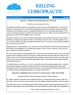 April 2015 Newsletter - Kelling Chiropractic