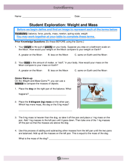 Student Exploration: Weight and Mass
