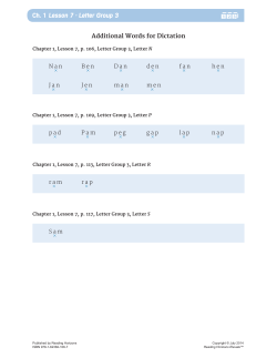 Ch. 1 Lesson 7 &middot; Letter Group 3 - Reading Horizons At-Home