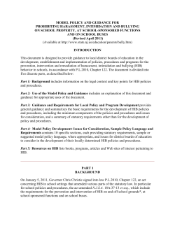 Model Policy and Guidance for Prohibiting Harassment, Intimidation