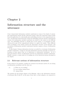 Chapter 2 Information structure and the utterance