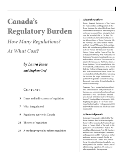 Canada`s Regulatory Burden