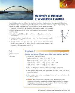 Maximum or Minimum of a Quadratic Function