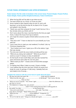 FUTURE TENSES, INTERMEDIATE AND UPPER INTERMEDIATE