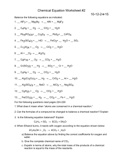 Chemical Equation Worksheet