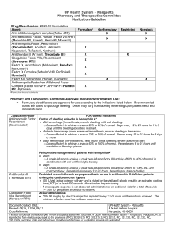 Concentrated Blood Factors - UP Health System Marquette